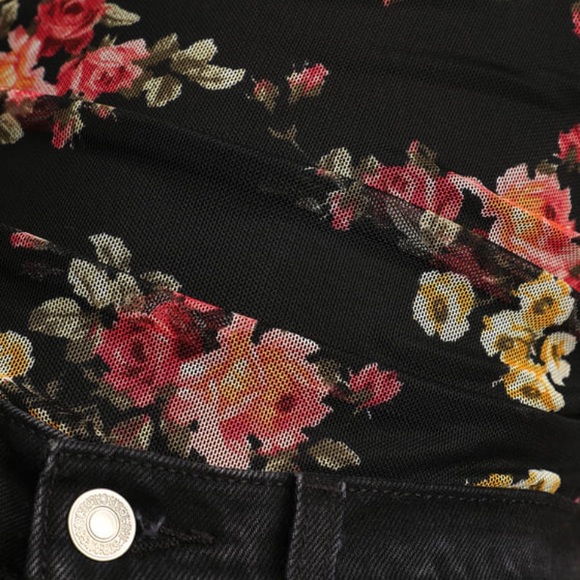 Lulu’s Black Floral Print Ruched Mesh Bodysuit. Size XL - Picture 4 of 5